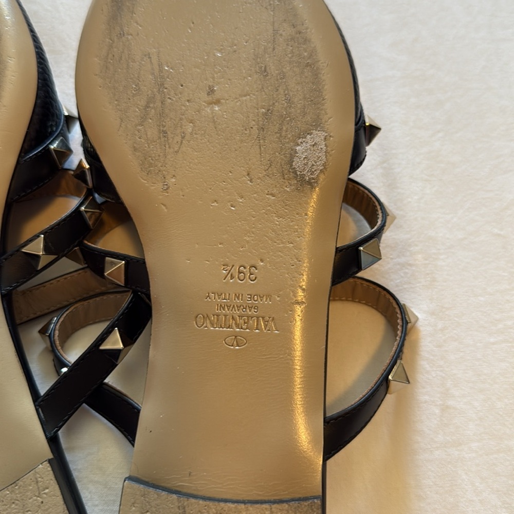 Valentino Black and Gold Studded Mules - Picture 5 of 13